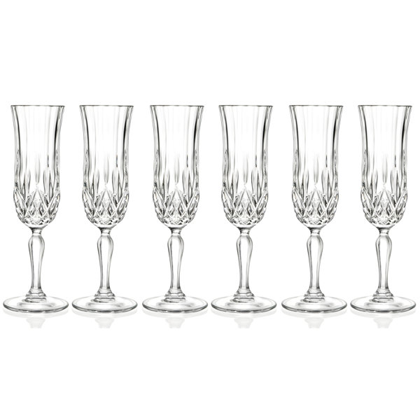 Majestic Crystal 6 Piece 4.4oz. Glass Flute Glassware Set Wayfair